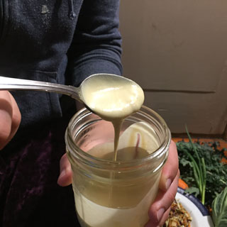 Pouring Texture of Vegan Almond Mayo